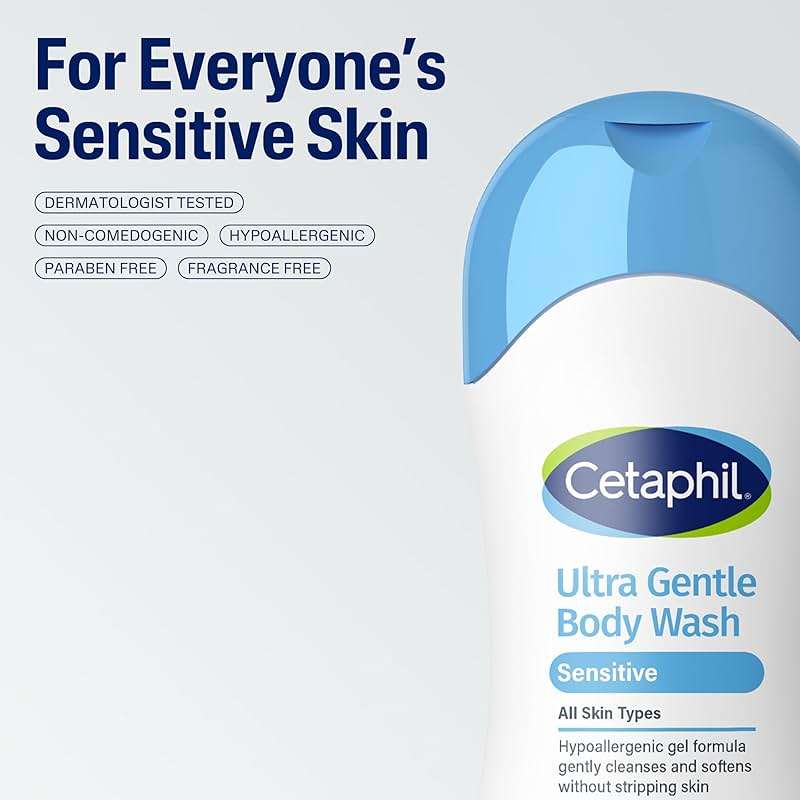 Cetaphil Ultra Gentle Body Wash, For Dry to Normal, Sensitive Skin, 16.9oz Pack of 3, Aloe Vera, Vitamin B5, Hypoallergenic, Paraben Free, Fragrance Free, Dermatologist Tested - Image 6