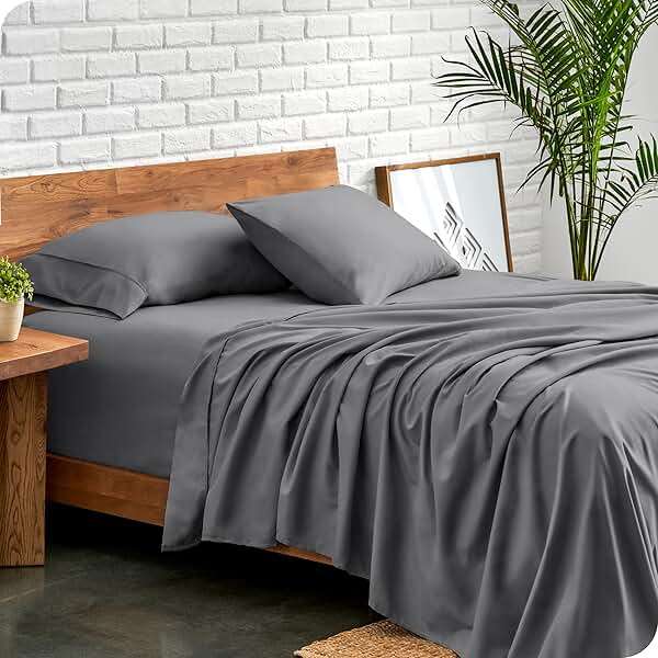 Bare Home Queen Sheet Set - 1800 Ultra-Soft Microfiber Queen Bed Sheets - Double Brushed - Deep Pockets - Easy Fit - 4 Piece Set - Bedding Sheets & Pillowcases (Queen, Grey) - Image 2