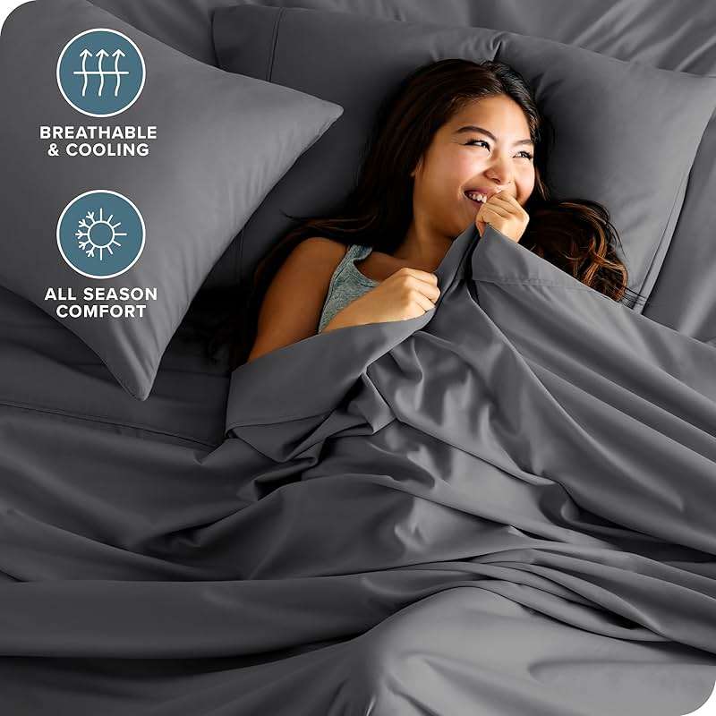 Bare Home Queen Sheet Set - 1800 Ultra-Soft Microfiber Queen Bed Sheets - Double Brushed - Deep Pockets - Easy Fit - 4 Piece Set - Bedding Sheets & Pillowcases (Queen, Grey) - Image 3