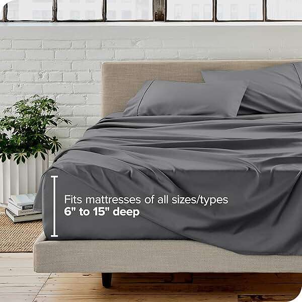 Bare Home Queen Sheet Set - 1800 Ultra-Soft Microfiber Queen Bed Sheets - Double Brushed - Deep Pockets - Easy Fit - 4 Piece Set - Bedding Sheets & Pillowcases (Queen, Grey) - Image 5