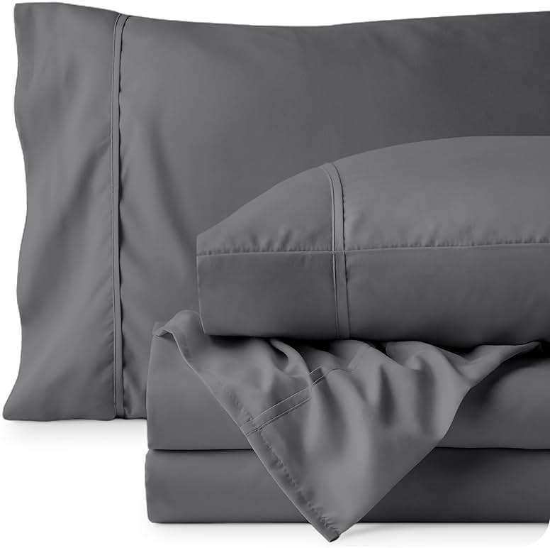 Bare Home Queen Sheet Set - 1800 Ultra-Soft Microfiber Queen Bed Sheets - Double Brushed - Deep Pockets - Easy Fit - 4 Piece Set - Bedding Sheets & Pillowcases (Queen, Grey) - Image 9