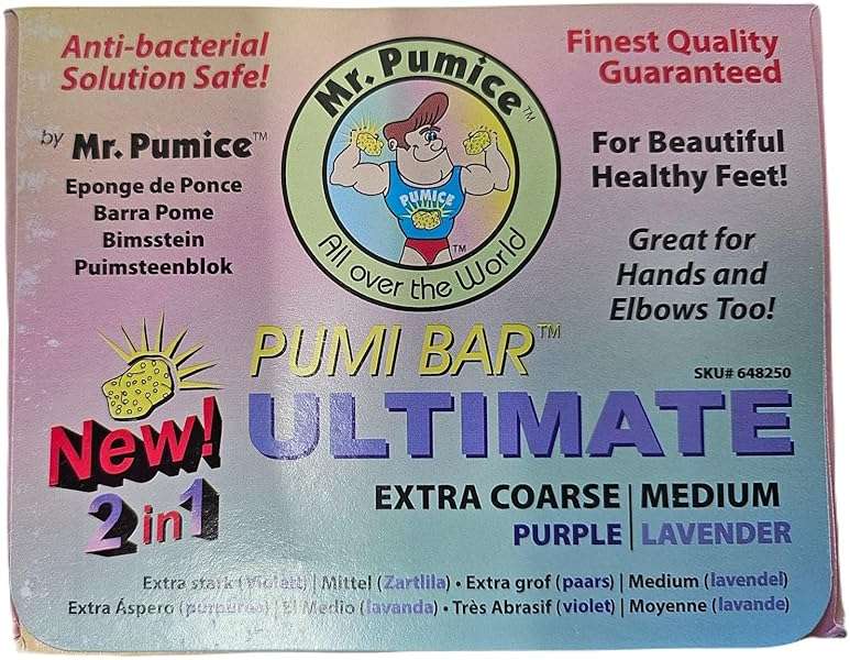 Mr. Pumice Ultimate PUMI Bar: 2-in-1 Dual-Grit (Medium + Coarse) Callus Remover, Pedicure Stone & Ped File Scrubber for Smooth Feet and Heels, (12-Count Display Box) - Image 4