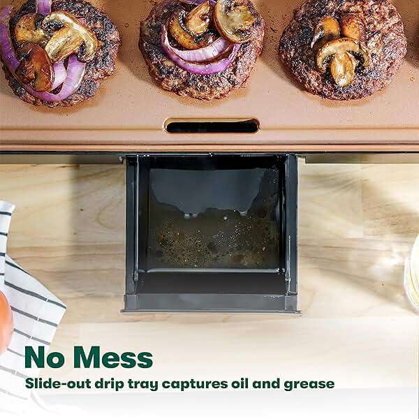 bella XL Electric Ceramic Titanium Griddle, Make 15 Eggs At Once, Healthy-Eco Non-stick Coating, Hassle-Free Clean Up, Large Submersible Cooking Surface, 12" x 22", Copper/Black - Image 6