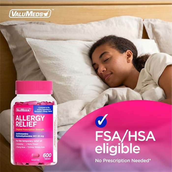 ValuMeds Allergy Medicine Antihistamine, Diphenhydramine HCl 25 mg | Children and Adults | Relieve Itchy Eyes, Runny Nose, Sneezing (25 mg, 600 Count) - Image 4