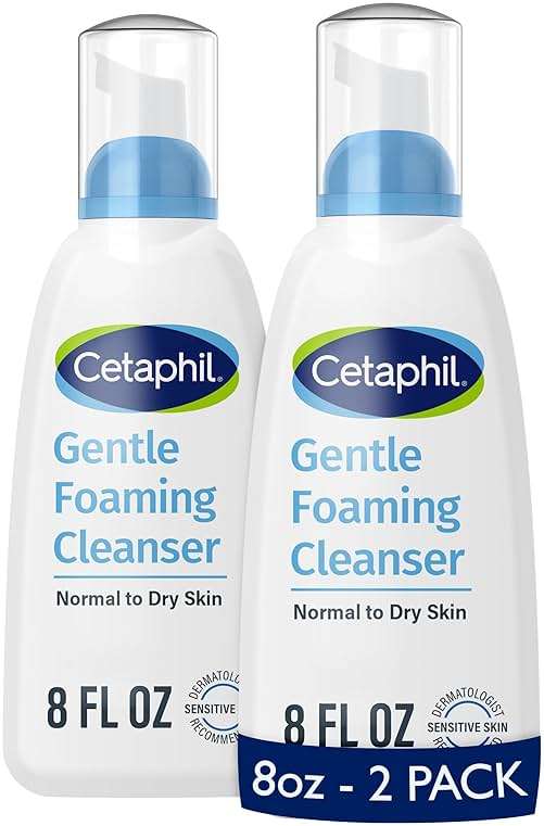 Cetaphil Oil Free Gentle Foaming Cleanser For Dry to Normal, Sensitive Skin, 8oz Pack of 2, Made with Glycerin and Vitamins B5 and E, Dermatologist Tested, Hypoallergenic, Soap and Fragrance Free - Image 1