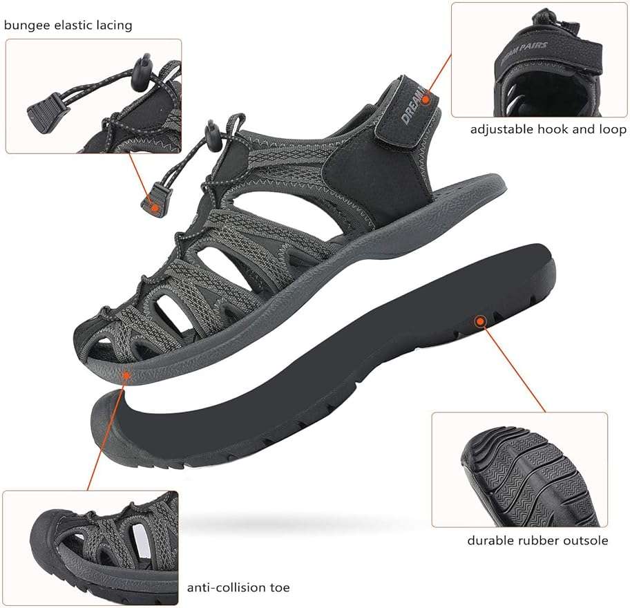 DREAM PAIRS Womens Closed Toe Hiking Summer Outdoor Sport Athletic Sandals - Image 5