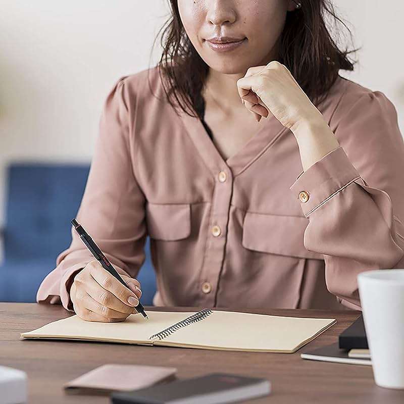 rOtring 600 Ballpoint Pen Medium Point Black Ink Black Barrel Refillable - Image 2