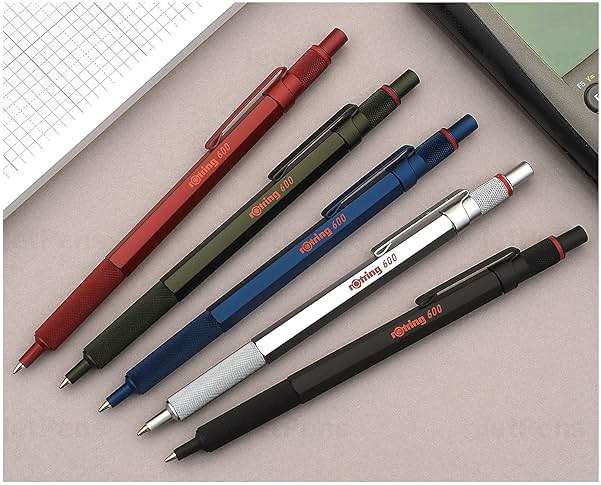 rOtring 600 Ballpoint Pen Medium Point Black Ink Black Barrel Refillable - Image 6