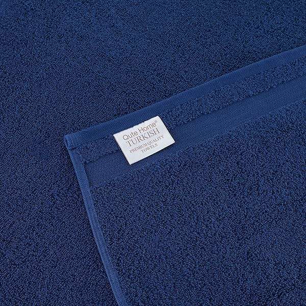 Qute Home 4-Piece Washcloths Towels Set, 100% Turkish Cotton Premium Quality Towels for Bathroom, Quick Dry Soft and Absorbent Turkish Towel, Set Includes 4 Wash Cloths Navy Blue - Image 5