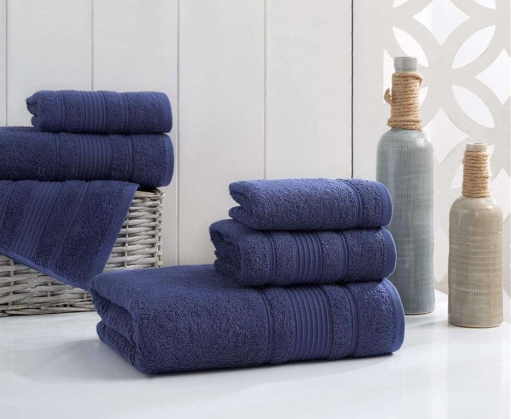Qute Home 4-Piece Washcloths Towels Set, 100% Turkish Cotton Premium Quality Towels for Bathroom, Quick Dry Soft and Absorbent Turkish Towel, Set Includes 4 Wash Cloths Navy Blue - Image 6