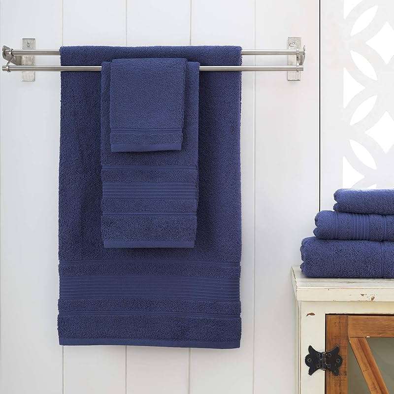 Qute Home 4-Piece Washcloths Towels Set, 100% Turkish Cotton Premium Quality Towels for Bathroom, Quick Dry Soft and Absorbent Turkish Towel, Set Includes 4 Wash Cloths Navy Blue - Image 7