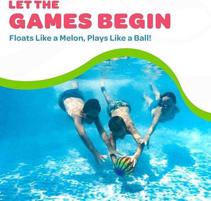 Watermelon Ball JR Durable Fillable Pool Toy for Underwater Games - Football, Basketball & Rugby - Perfect for Water Parties - Fun for Adults & Kids Alike - Ages 6+, 6.5" Multicolor - Image 6