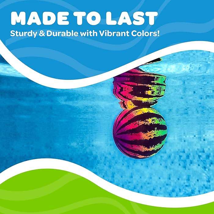 Watermelon Ball JR Durable Fillable Pool Toy for Underwater Games - Football, Basketball & Rugby - Perfect for Water Parties - Fun for Adults & Kids Alike - Ages 6+, 6.5" Multicolor - Image 8
