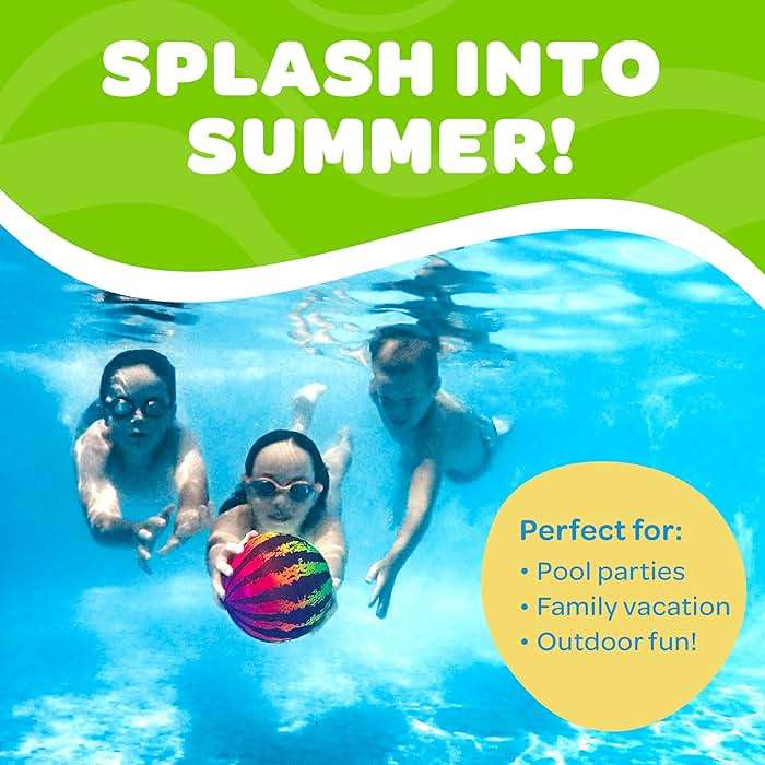 Watermelon Ball JR Durable Fillable Pool Toy for Underwater Games - Football, Basketball & Rugby - Perfect for Water Parties - Fun for Adults & Kids Alike - Ages 6+, 6.5" Multicolor - Image 9