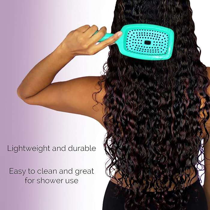Curl Keeper Flexy Hair Brush, Turquoise - Detangling Hair Brush with Flexible Bristles for Shower Use, Combing Through Curls & Removing Tangles - Lightweight Hair Accessories for All Hair Type - Image 5