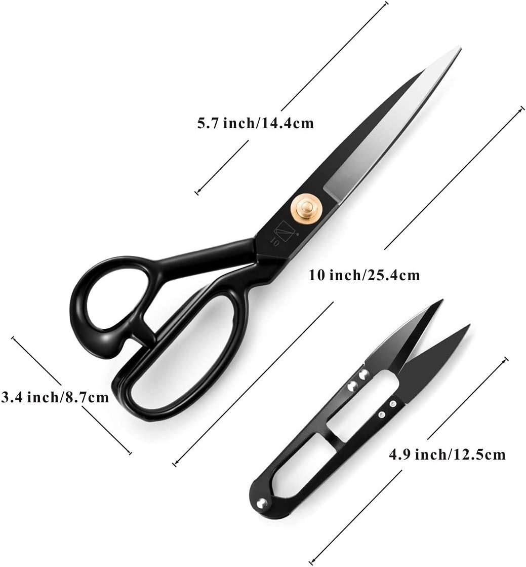 Sewing Scissors, Professional 10 Inch Fabric Dressmaking Scissors Heavy Duty Shears Sharp Cutting for Crafting, Leather, Dressmaking, Tailoring, Altering(10 Inch Black, Right-Handed) - Image 5