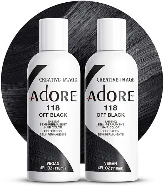 Adore Semi Permanent Hair Color (118 Off Black) (2 Pack) | Vegan & Cruelty-Free Black Hair Dye | No Ammonia, No Peroxide, No Alcohol | 4 Fl Oz - Image 1