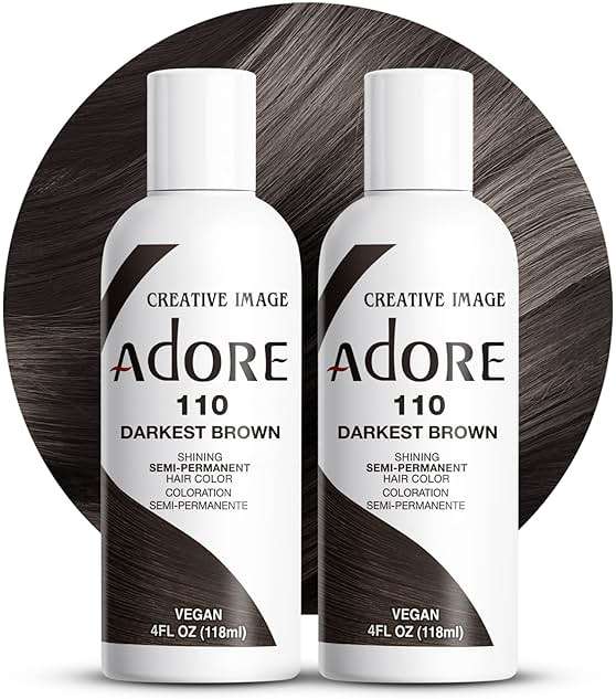 Adore Semi Permanent Hair Color (110 Darkest Brown) (2 Pack) | Vegan & Cruelty-Free Brown Hair Dye | No Ammonia, No Peroxide, No Alcohol | 4 Fl Oz - Image 1