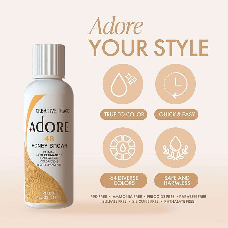 Adore Semi Permanent Hair Color (110 Darkest Brown) (2 Pack) | Vegan & Cruelty-Free Brown Hair Dye | No Ammonia, No Peroxide, No Alcohol | 4 Fl Oz - Image 4