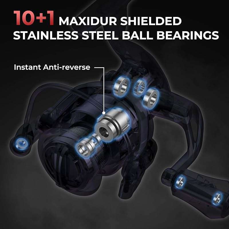 KastKing Sharky Spinning Reel – 5.2:1 & 6.2:1 Gear Ratios, Carbon Fiber Drag 33–39.5LB, 10+1 Stainless Bearings, Lightweight Nylitech Body, Oversize Shaft, for Saltwater & Freshwater - Image 7