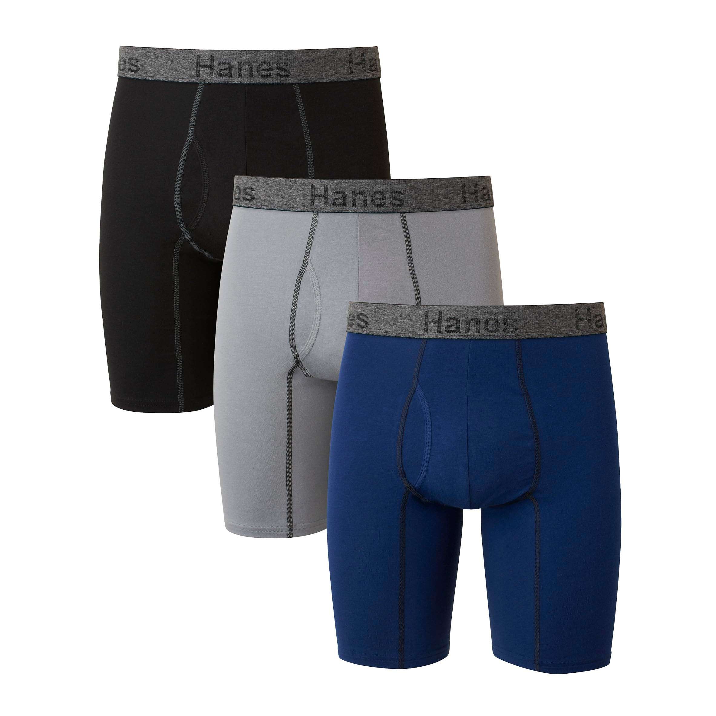 Hanes Men's Underwear Boxer Briefs or Long-Leg Boxer Briefs Pack, 3 Pack, No-Ride-Up, Stretch-Cotton Men Clothing - Image 1