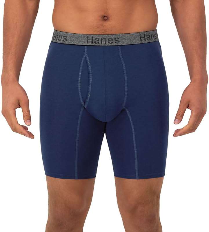 Hanes Men's Underwear Boxer Briefs or Long-Leg Boxer Briefs Pack, 3 Pack, No-Ride-Up, Stretch-Cotton Men Clothing - Image 3
