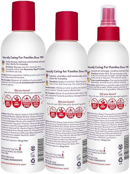 Fairy Tales Rosemary Repel Daily Kids Shampoo, 12 fl oz., Conditioner, 8 fl oz. & Conditioning Spray, 8 fl oz. Star Trio– Kids Like the Smell, Lice Do Not - Image 2