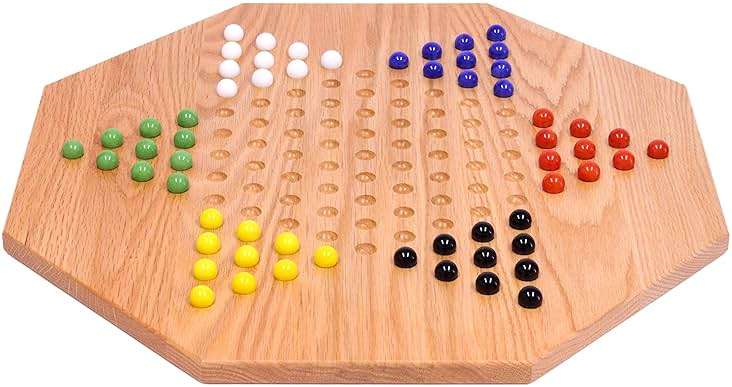AmishToyBox.com Oak Wooden Chinese Checkers Board Game Set, Hand-Painted, 19" Wide - Image 2