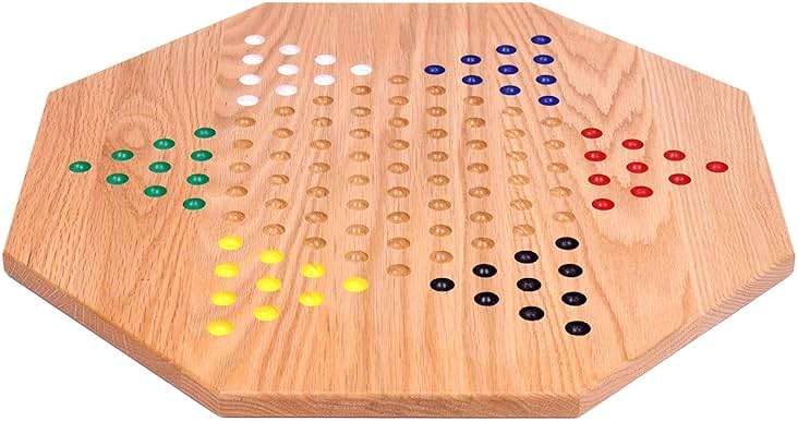 AmishToyBox.com Oak Wooden Chinese Checkers Board Game Set, Hand-Painted, 19" Wide - Image 4