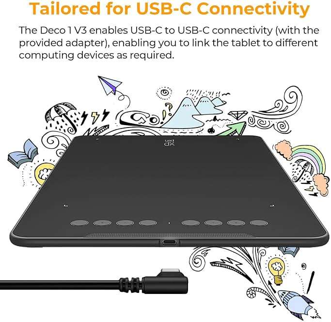XPPen Updated Deco 01 V3 Drawing Tablet-16384 Levels of Pressure Battery-Free Stylus, 10x6 Inch OSU Graphic Tablet, 8 Hotkeys for Digital Art, Teaching, Gaming Drawing Pad for Chrome, PC, Mac, Android - Image 6