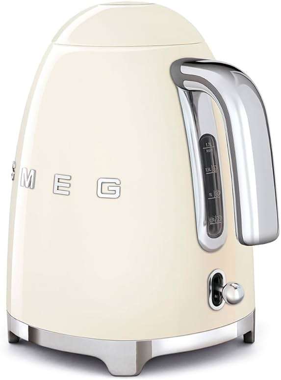 SMEG KLF03 Electric Kettle 1.7L (7 Cup), Retro Hot Water Boiler for Tea & Coffee, Fast Boiling, Auto Shut-Off, Soft Open Lid, 360° Swivel Base Countertop Kettle – Cream - Image 5
