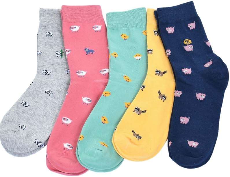 Losa Kute 5 Pairs Cute Patterned Socks Warm Crew Socks - Image 5
