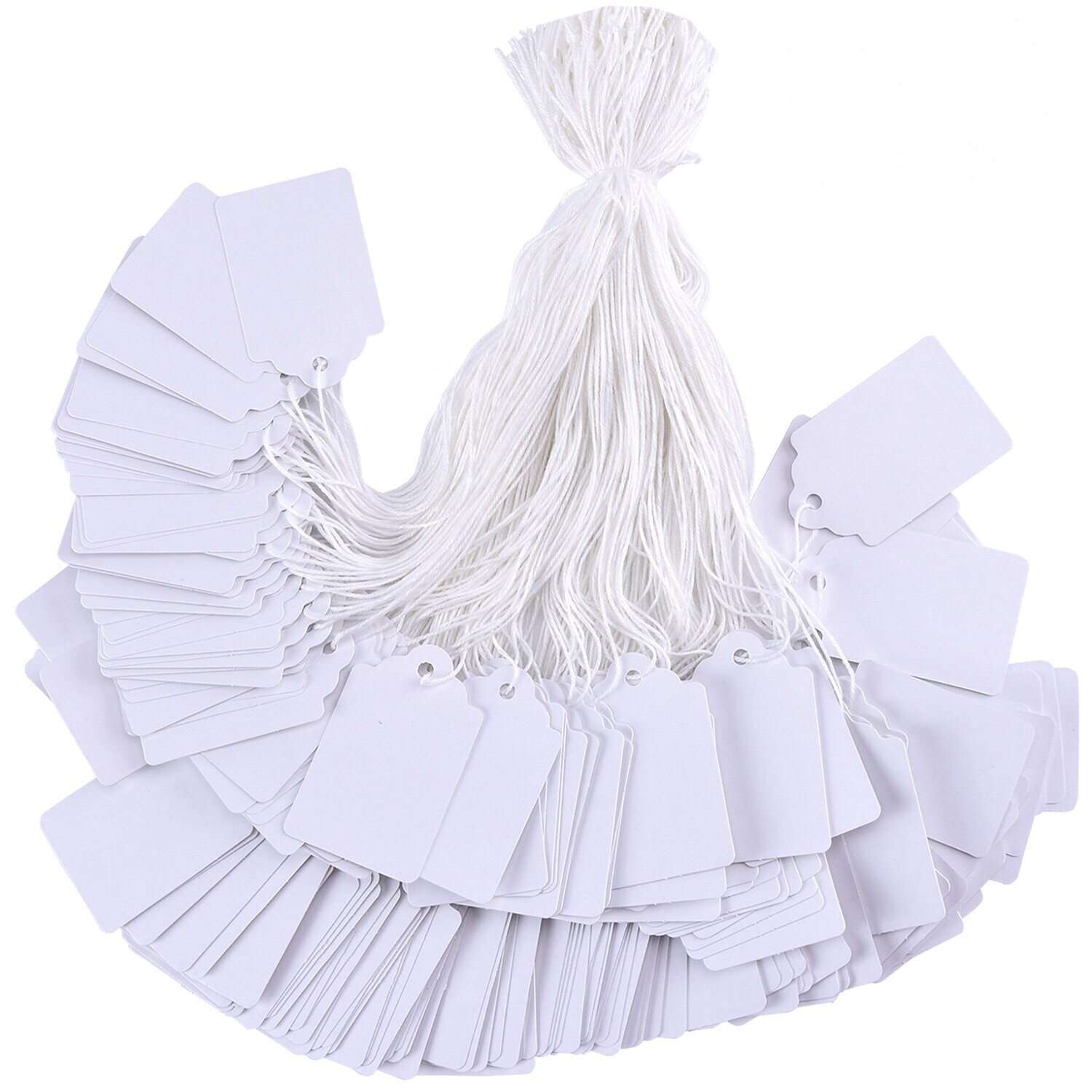 Brothersbox Price Tags with String Attached, 1000pcs White Marking Merchandise Strung Writable Label Hang Tags for Pricing Gift Jewelry Clothing Yard Sale Garage Supplies 1.75 x 1.093 inch - Image 1