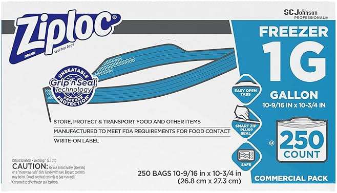 Ziploc 682258 Double-Zipper Freezer Bags, 1gal, 2.7mil, Clear w/Label Panel, 250/Carton - Image 2