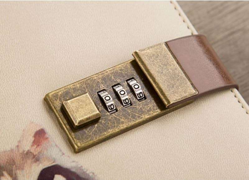 ToiM Cute Animal Theme PU Leather Journal Writing Notebook Daily Notepad with Combination Lock and Pen Holder, B6 Size Password Diary (Panda) - Image 4
