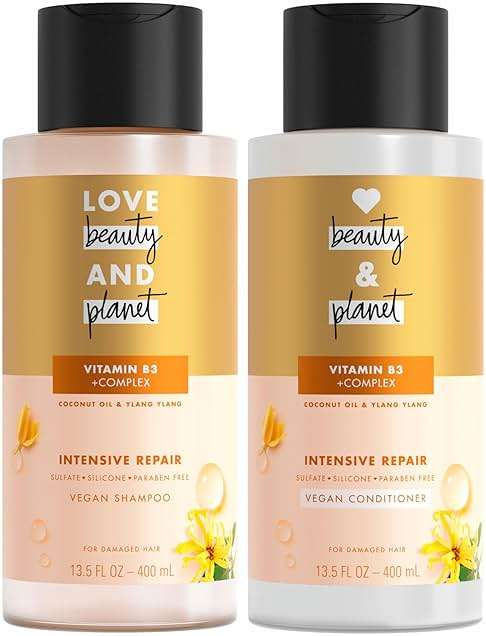 Love Beauty and Planet Coconut Oil & Ylang Hope and Repair Shampoo and Conditioner for Dry and Damaged Hair 2 Count, 13.5 oz each, Paraben , Silicone Free, Vegan - Image 1