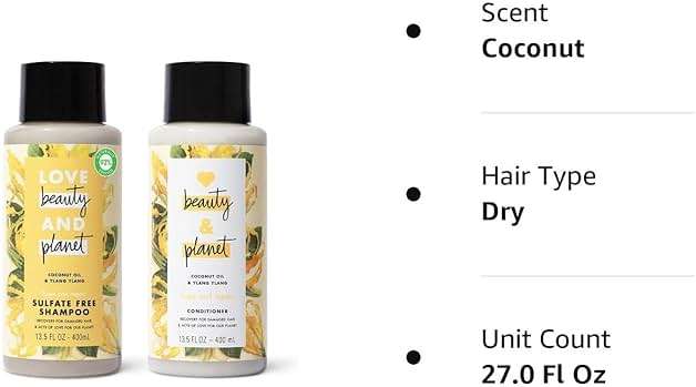 Love Beauty and Planet Coconut Oil & Ylang Hope and Repair Shampoo and Conditioner for Dry and Damaged Hair 2 Count, 13.5 oz each, Paraben , Silicone Free, Vegan - Image 6