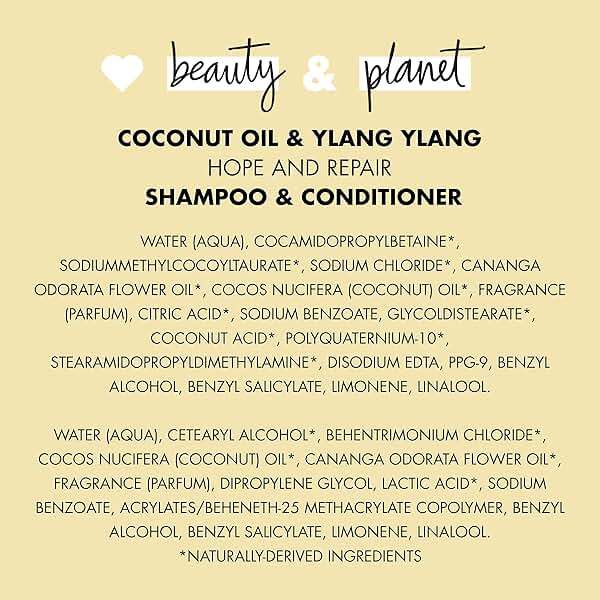 Love Beauty and Planet Coconut Oil & Ylang Hope and Repair Shampoo and Conditioner for Dry and Damaged Hair 2 Count, 13.5 oz each, Paraben , Silicone Free, Vegan - Image 8