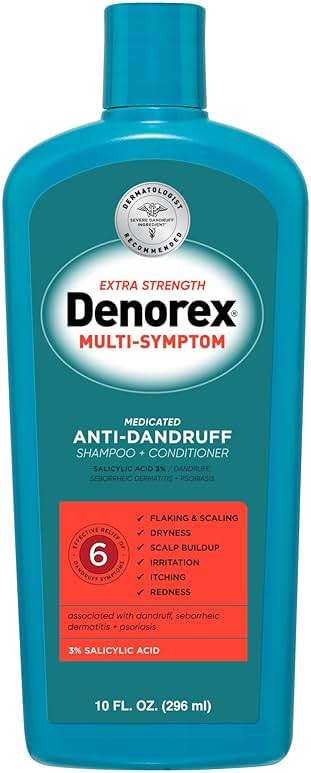 Denorex Extra Strength Multi-Symptom Anti Dandruff Shampoo & Conditioner Treatment, 3% Salicylic Acid Helps Relieve Moderate Symptoms of Dandruff, Seborrheic Dermatitis & Psoriasis, 10oz - Image 1