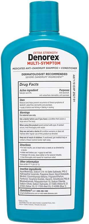 Denorex Extra Strength Multi-Symptom Anti Dandruff Shampoo & Conditioner Treatment, 3% Salicylic Acid Helps Relieve Moderate Symptoms of Dandruff, Seborrheic Dermatitis & Psoriasis, 10oz - Image 4