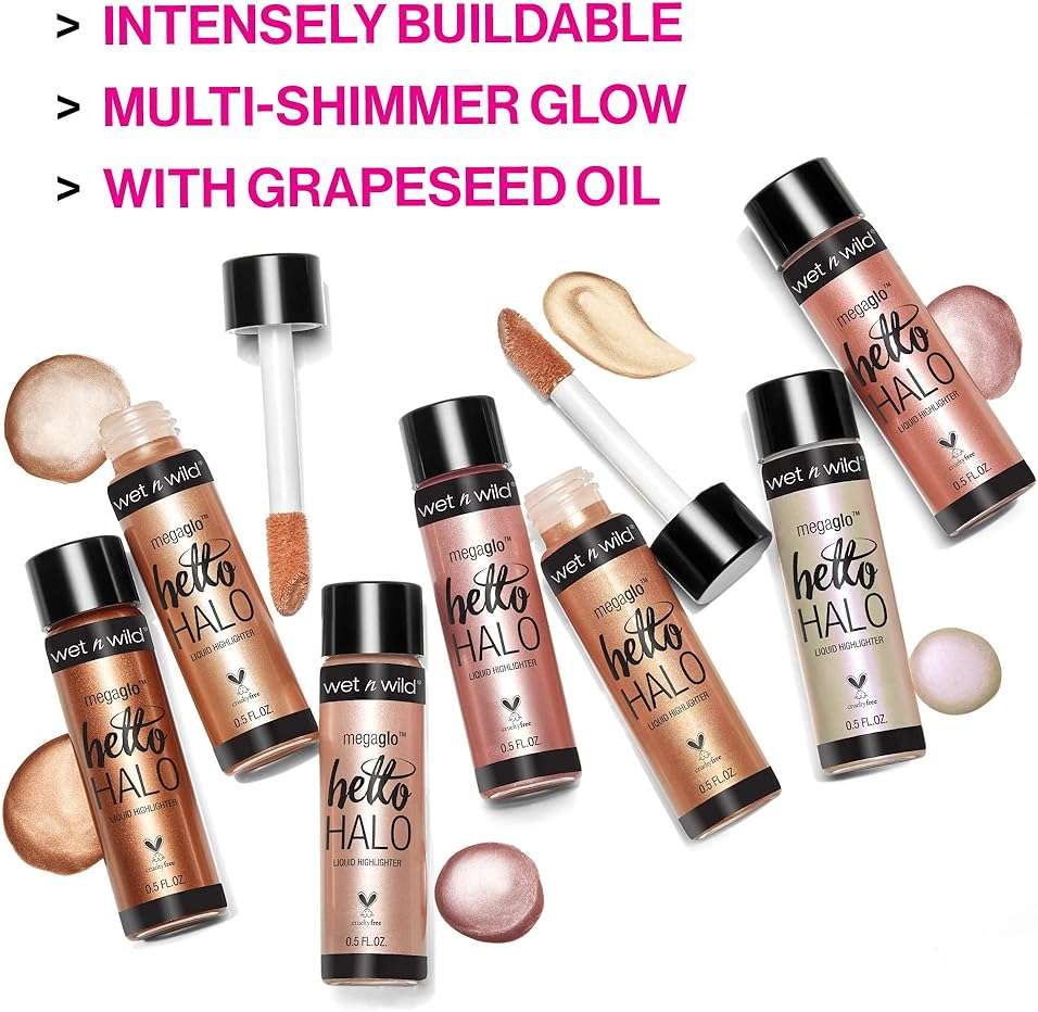 wet n wild MegaGlo Hello Halo Liquid Highlighter Makeup, Shimmer, Glow Halographic - Image 2