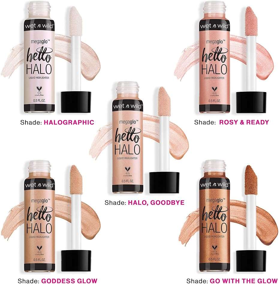 wet n wild MegaGlo Hello Halo Liquid Highlighter Makeup, Shimmer, Glow Halographic - Image 5