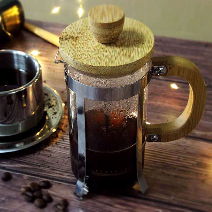 Sivaphe 12 oz French Press Coffee/Tea Maker Single Cup Espresso Press Stainless Steel Filter 0.35L High Borosilicate Carafe Durable Bamboo Handle Small Coffee Maker - Image 8