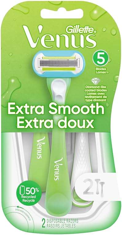 Gillette Venus Extra Smooth Green Disposable Women's Razors, 2 Count - Image 6
