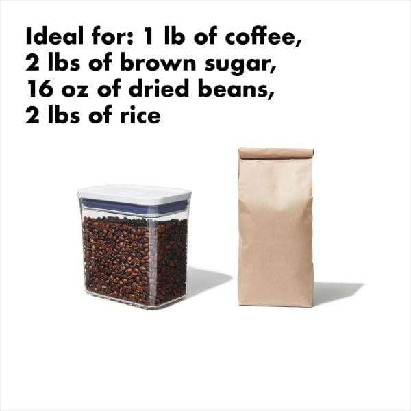 OXO Good Grips POP Container – Airtight 1.7 Qt for Coffee and More Food Storage, Rectangle, Clear - Image 3