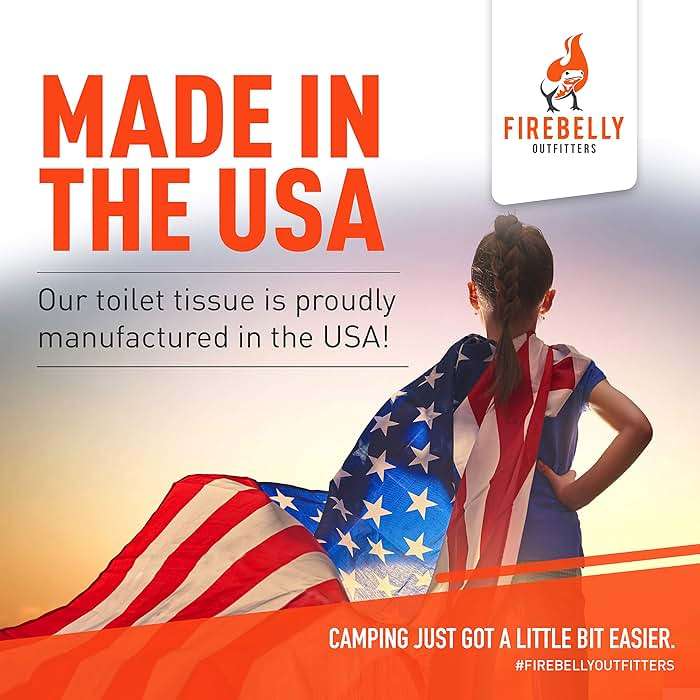 RV Toilet Paper, Septic Tank Safe-MADE IN THE USA- 8 Rolls,2-Ply 500 Sheets - Fast Dissolve Bath Tissue for Camping, Marine, RV Holding Tanks, Biodegradable - Firebelly Outfitters - Image 3