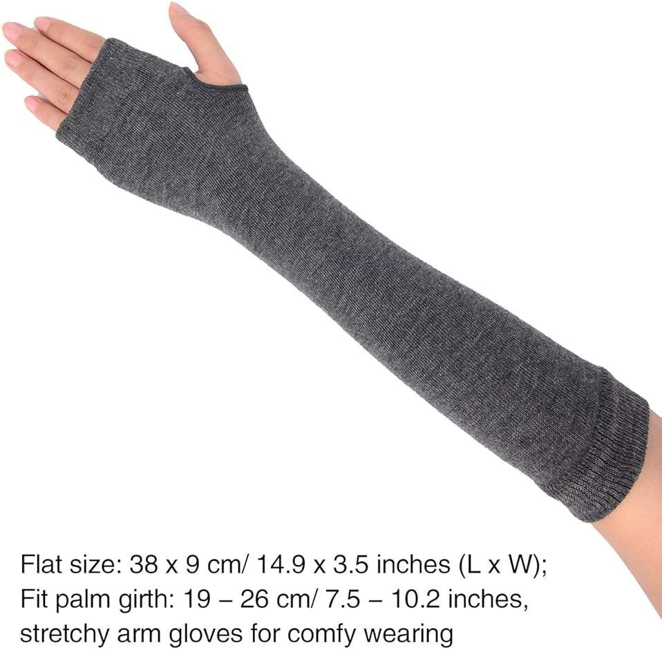 Bememo 3 Pairs Long Fingerless Gloves for Women Arm Warmers Unisex Arm Sleeves Knit Thumb Elbow Hole Stretchy Gloves Goth - Image 3