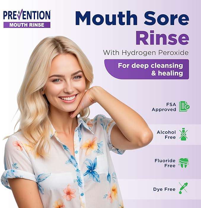Prevention Mouth Sore Mouth Rinse, Canker Sore Treatment, Oral Pain Relief Mouthwash for Ulcers and Sores, Braces, with Hydrogen Peroxide, Alcohol-Free, Fluoride Free, 16 oz, Soothing Mint, 1 Pack - Image 2