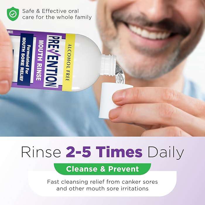 Prevention Mouth Sore Mouth Rinse, Canker Sore Treatment, Oral Pain Relief Mouthwash for Ulcers and Sores, Braces, with Hydrogen Peroxide, Alcohol-Free, Fluoride Free, 16 oz, Soothing Mint, 1 Pack - Image 6