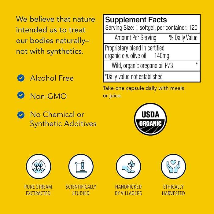 NORTH AMERICAN HERB & SPICE Oreganol P73, 120 Softgels - Immune System Support - Unprocessed, Vegan Friendly Wild Oregano - Mediterranean Source - Non-GMO - 120 Servings - Image 4